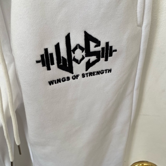 Wings of Strength White Drawstring Sweatpants Size Small - Picture 4 of 4
